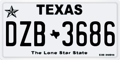 TX license plate DZB3686