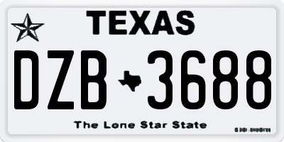 TX license plate DZB3688