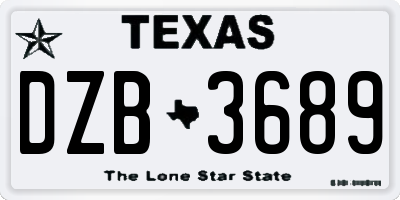TX license plate DZB3689