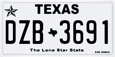 TX license plate DZB3691