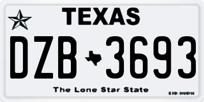 TX license plate DZB3693
