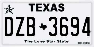 TX license plate DZB3694