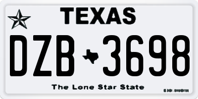 TX license plate DZB3698