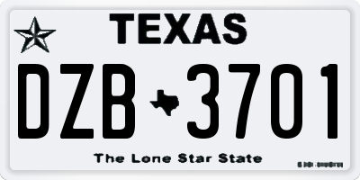 TX license plate DZB3701