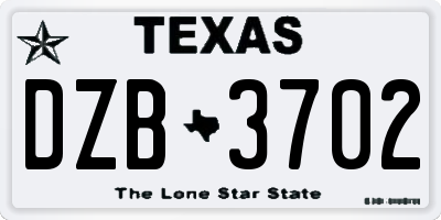 TX license plate DZB3702