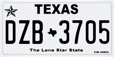 TX license plate DZB3705