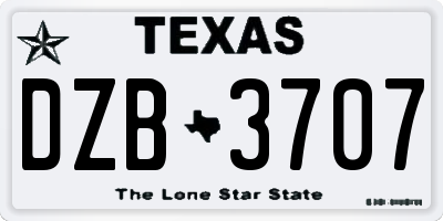 TX license plate DZB3707