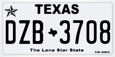 TX license plate DZB3708