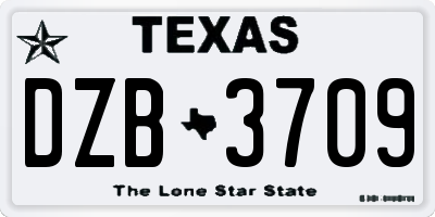 TX license plate DZB3709