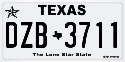 TX license plate DZB3711