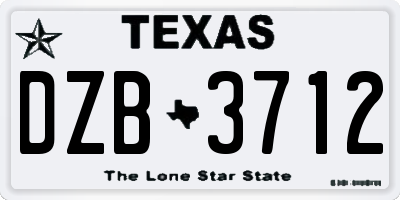 TX license plate DZB3712