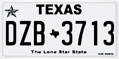 TX license plate DZB3713