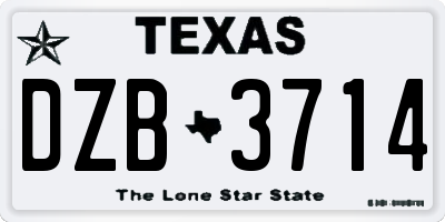 TX license plate DZB3714