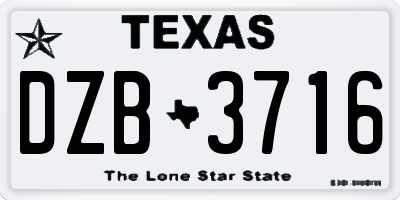 TX license plate DZB3716