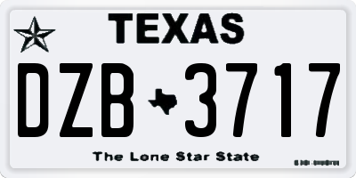 TX license plate DZB3717