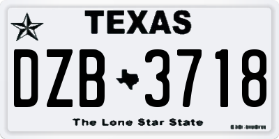 TX license plate DZB3718