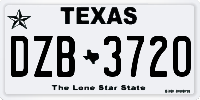 TX license plate DZB3720