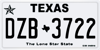 TX license plate DZB3722