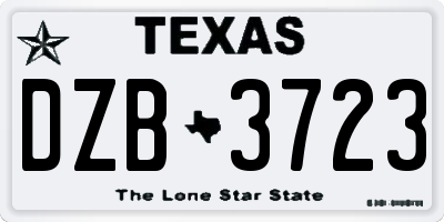TX license plate DZB3723