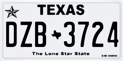 TX license plate DZB3724