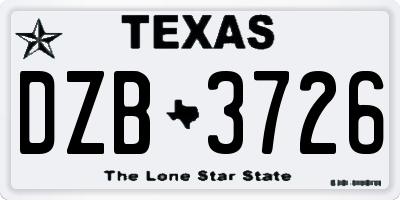 TX license plate DZB3726