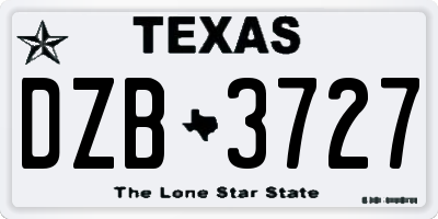 TX license plate DZB3727