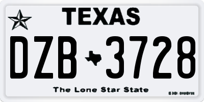 TX license plate DZB3728