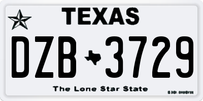 TX license plate DZB3729