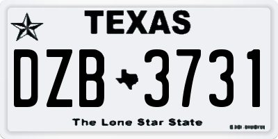 TX license plate DZB3731