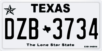 TX license plate DZB3734