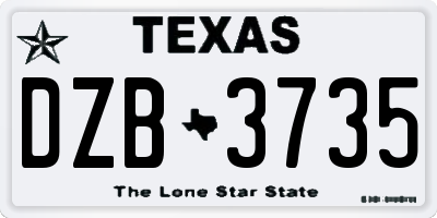 TX license plate DZB3735