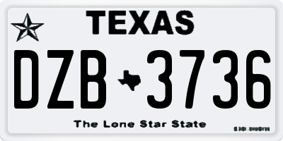 TX license plate DZB3736