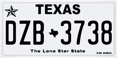 TX license plate DZB3738