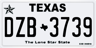 TX license plate DZB3739
