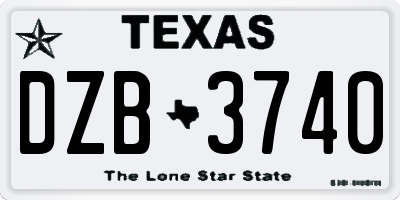 TX license plate DZB3740