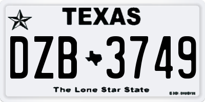 TX license plate DZB3749
