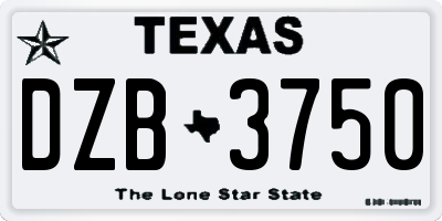TX license plate DZB3750