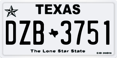 TX license plate DZB3751