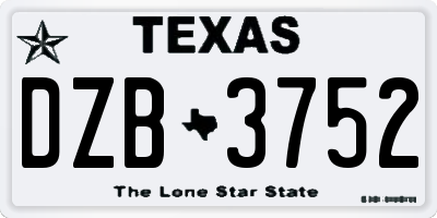 TX license plate DZB3752