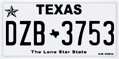TX license plate DZB3753