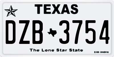 TX license plate DZB3754