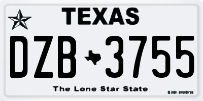 TX license plate DZB3755