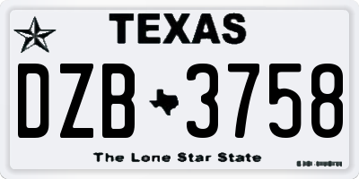 TX license plate DZB3758