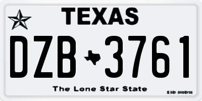 TX license plate DZB3761
