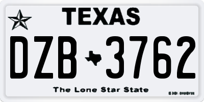 TX license plate DZB3762