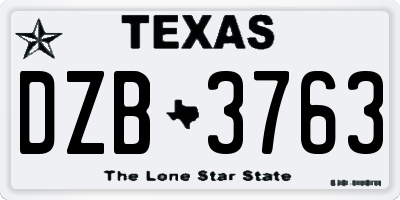 TX license plate DZB3763