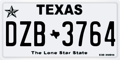TX license plate DZB3764