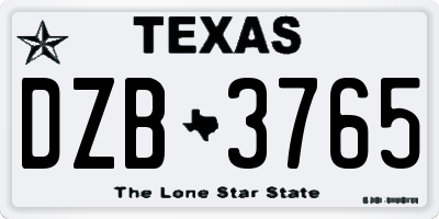 TX license plate DZB3765