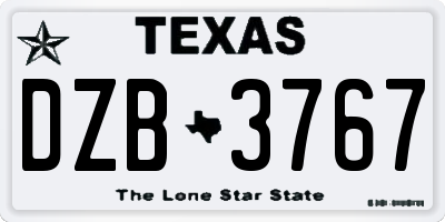 TX license plate DZB3767