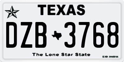TX license plate DZB3768
